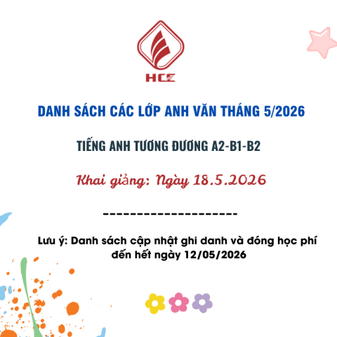 DANH SACH LỚP HỌC TIẾNG ANH