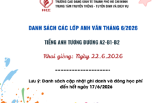 DANH SACH LỚP HỌC TIẾNG ANH
